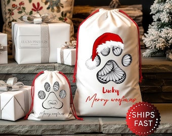 Personalized Santa Sack Christmas Gift Sack for Dogs Christmas Sack Christmas Bag for Dogs Presents Santa Bags with Dog Name Custom Gift Bag