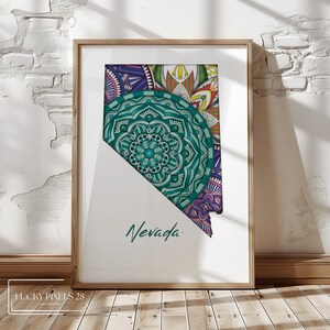 Nevada Hand Drawn Printable Art, Travel Map, Nevada Map, Nevada Poster, Instant Download, Printable Art, Digital Living Room Art, Wall Arts