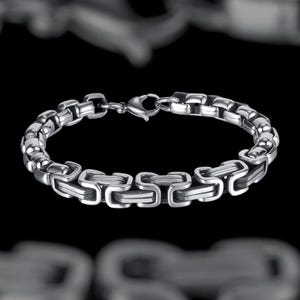 Byzantine Interlocking Bracelet - Y2K grunge bracelet - retro gothic chain - Silver Mens bracelet