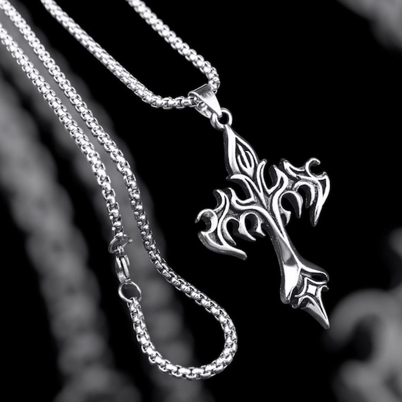【2plan】Cross shine symbol necklace Titan Stainless Steel Cross Necklace – Steven Singer Jewelers