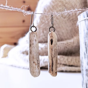 Handmade MIDI Driftwood Drop Earrings: Unique Beach Jewelry