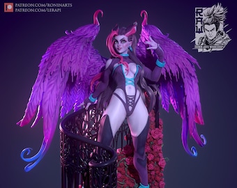Ronin Arts Workshop Succubus Angie-2 SFW and NSFW. 75mm made to order 3D print miniature