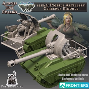 Pinup Corp Guardbabe Cerberus Artillery (1 model) by Across The Realms. 32mm scale made to order 3D print.