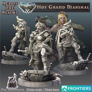 Pinup Corp Guardbabe Grand Marshal (1 model) by Across The Realms. 32mm scale made to order 3D print.