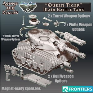 Pinup Corp Guardbabe Queen Tiger MBT (1 model) by Across The Realms. 32mm scale made to order 3D print.