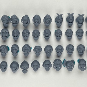 Space Nuns 32mm sci-fi female head pack 1 Bob Cuts by Minigames Miniatures. Made to order 3D print.
