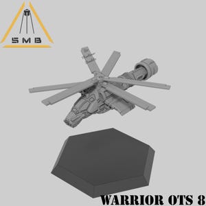 VTOL d&#39;attaque Warrior OTS 8 (1 modèle) par Sir Mortimer Bombito, PME. Mini modèle imprimé en 3D à l&#39;échelle 1/285 de 6 mm.