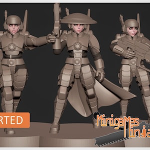 Greater Good Female Human Auxiliaries V2 (10 models) by Minigames Miniatures. 32mm scale made to order 3D print.