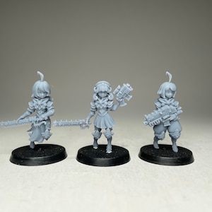 Space Nuns Chibi Nuns x3 by Minigames Miniatures. 32mm scale made to order 3D print.