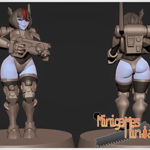 Greater Good Female Character by Minigames Miniatures. 32mm scale made to order 3D print.