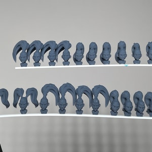 Space Nuns 32mm Sci-Fi Frauenkopf-Pack 2 Top Knot Pferdeschwänze von Minigames Miniatures. Auf Bestellung 3D Druck.