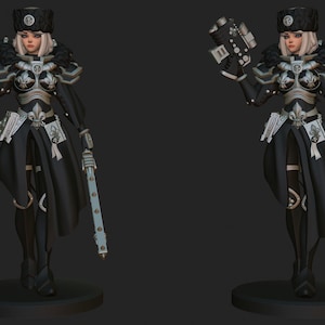Space Nuns Battle Sister Superior Officer by Minigames Miniatures. 32mm scale made to order 3D print.