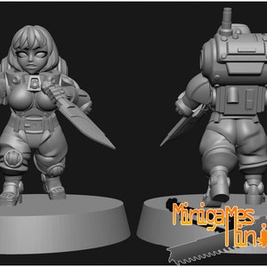 Space Dwarf Female Warriors (10 models) by Minigames Miniatures. 32mm scale made to order 3D print.