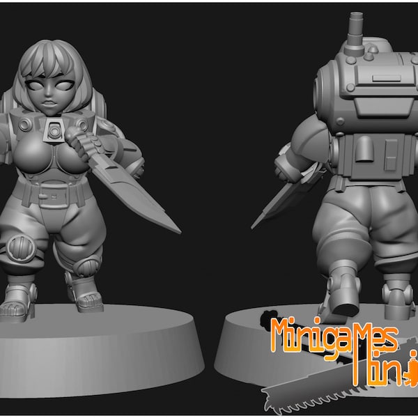 Space Dwarf Female Warriors by Minigames Miniatures. 28mm scale made to order 3D print.