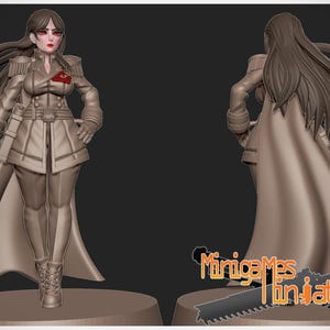 Minigames Miniatures による、コーンの娘、ロタラ船長。32 mm スケール、オーダーメイドの 3D プリント。