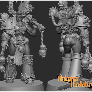 Female Space Marine Lady Betrayer Daughter of Khorn by Minigames Miniatures. 32mm scale made to order 3D print.