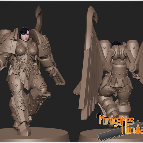 Space Nuns Matriarch Lady Corax by Minigames Miniatures. 28mm scale made to order 3D print.