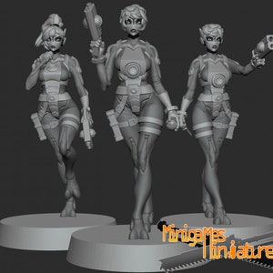 Greater Good Female Pilots (3 models) by Minigames Miniatures. 32mm scale made to order 3D print.