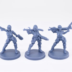 Pinup Corp Guardbabes Sergeants (3 models) by Across The Realms. 32mm scale made to order 3D print.