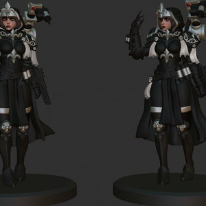 Space Nuns Battle Sister Hospitaller by Minigames Miniatures. 32mm scale made to order 3D print.