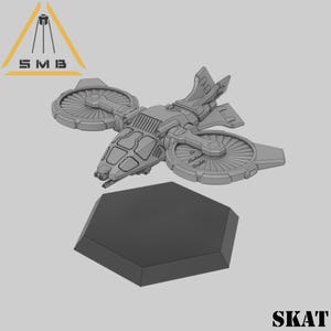 VTOL d&#39;attaque au patin (1 modèle) par Sir Mortimer Bombito, PME. Mini modèle imprimé en 3D à l&#39;échelle 1/285 de 6 mm.