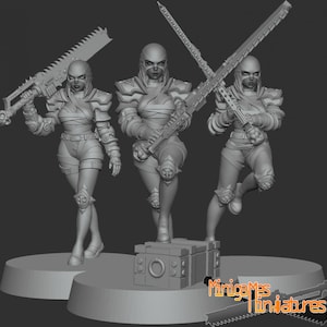 Space Nuns Battle Sister Repenter Squad (10 models) by Minigames Miniatures. 32mm scale made to order 3D print.