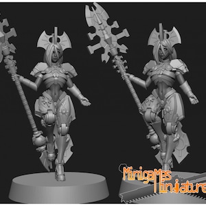 Space Robots Female Lord by Minigames Miniatures. 32mm scale made to order 3D print.