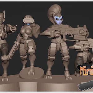 Greater Good Female Warriors V2 by Minigames Miniatures. 32mm scale made to order 3D print.