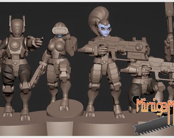 Greater Good Female Warriors V2 by Minigames Miniatures. 28mm scale made to order 3D print.