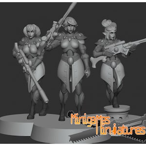Space Elves Female Scout Squad (10 models) by Minigames Miniatures. 32mm scale made to order 3D print.