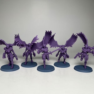 Space Nuns Battle Nun Angels (5 models) by Minigames Miniatures. 32mm scale made to order 3D print.
