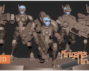 Greater Good Female Pathfinders by Minigames Miniatures. 28mm scale made to order 3D print.