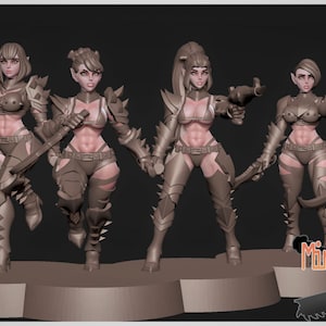 Space Elves Wych Squad (10 models) by Minigames Miniatures. 32mm scale made to order 3D print.