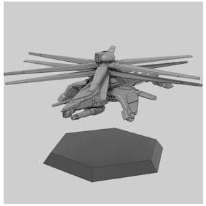 Donarchik attack VTOL (1 model) by Sir Mortimer Bombito, SMB. 6mm, 1/285 scale 3d printed mini.