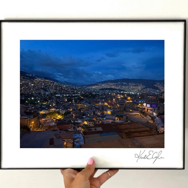 FRAMED+SIGNED: Blue Hour View from Comuna 13 / Medellín, Colombia