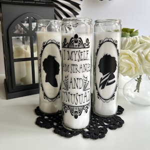 Beetlejuice Inspired Glass Prayer Candles, Celebrity Prayer Candle, Saint Candle, Unity Candle