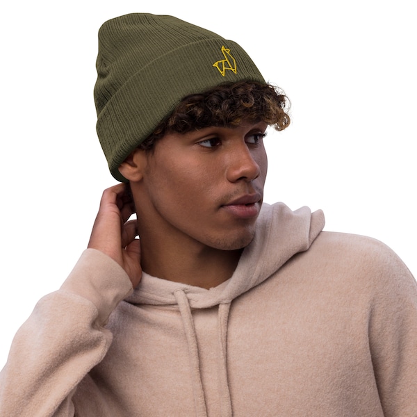 Olive Green Llama Eco-Friendly Cuffed Beanie