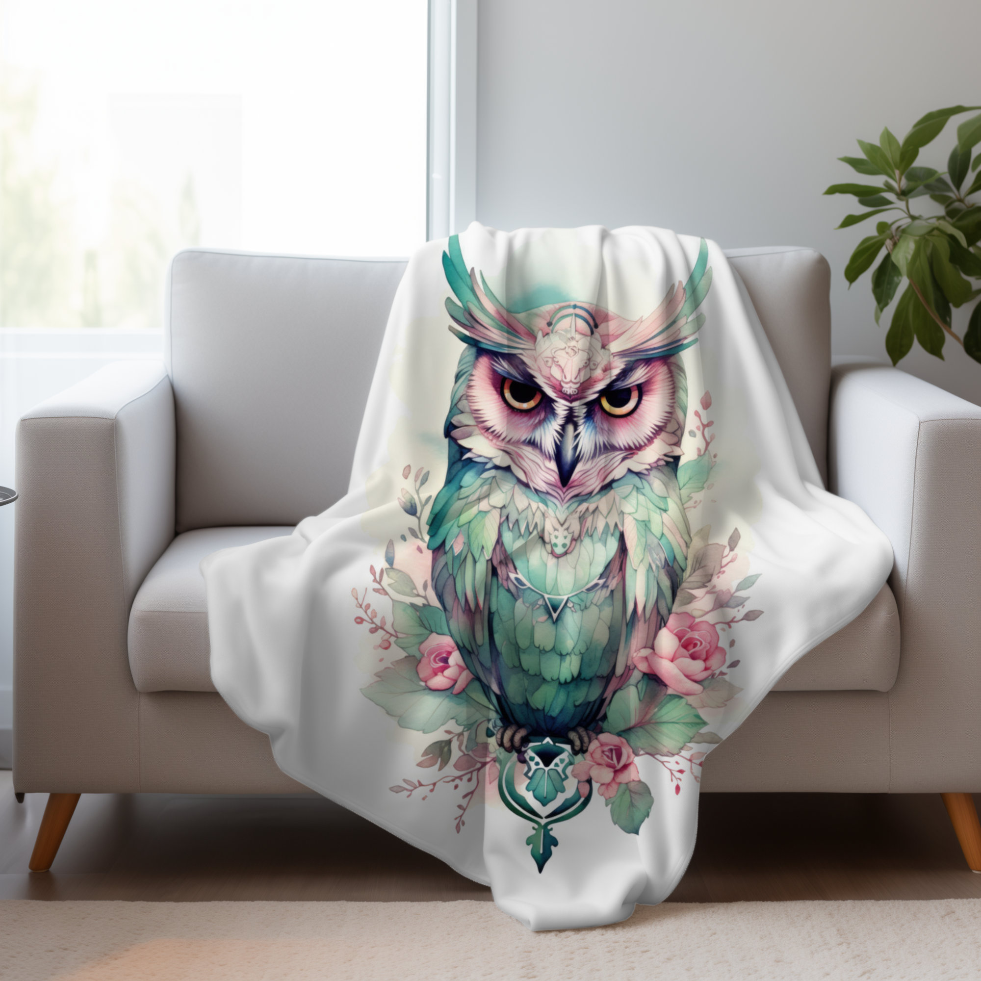 Owl blanket, owl gifts for owl lovers, mystic owl decor, Spirit Animal Gifts, Christmas gifts for wo