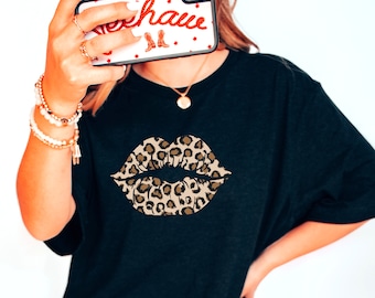leopard lips shirt, leopard Print Shirt, Teenage Girl Gifts, Animal print Womens tee, kiss lips shirt, cheetah lips, tee shirts women,