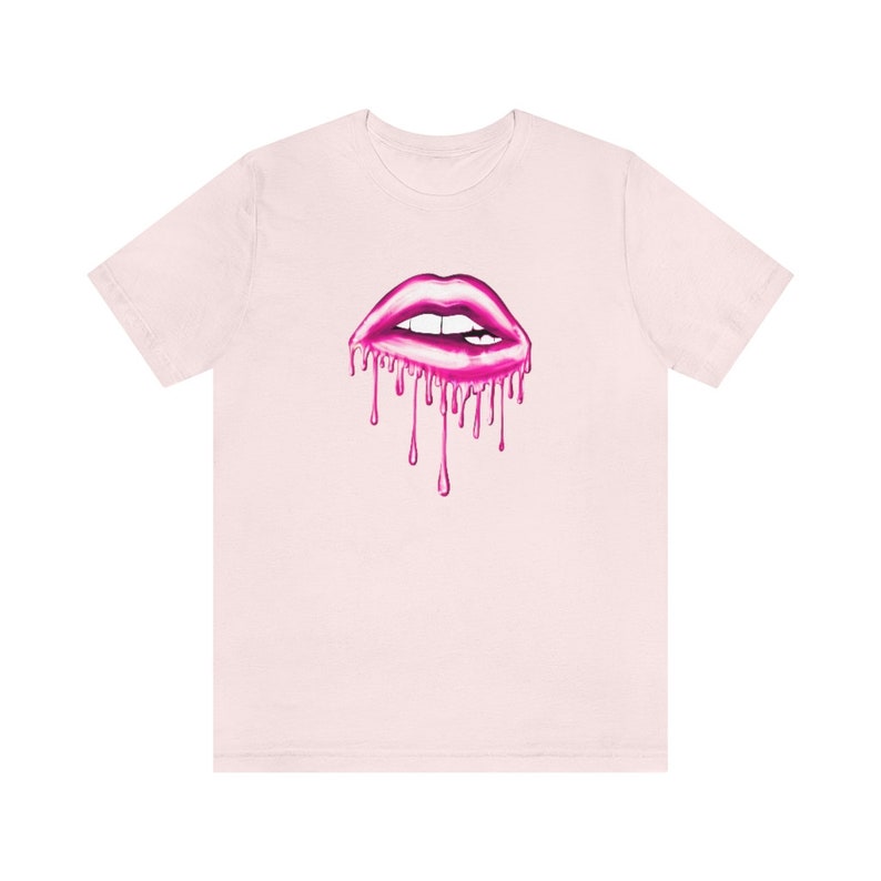 Hot Pink Dripping Lips Tshirt for Women Kissing Lips T Shirt Etsy