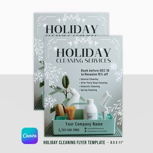 Holiday Cleaning Services Flyer Template | Canva | 8.5 x 11 inch | Clean Business | Cleaning Company | Winter Event | Christmas Promotion