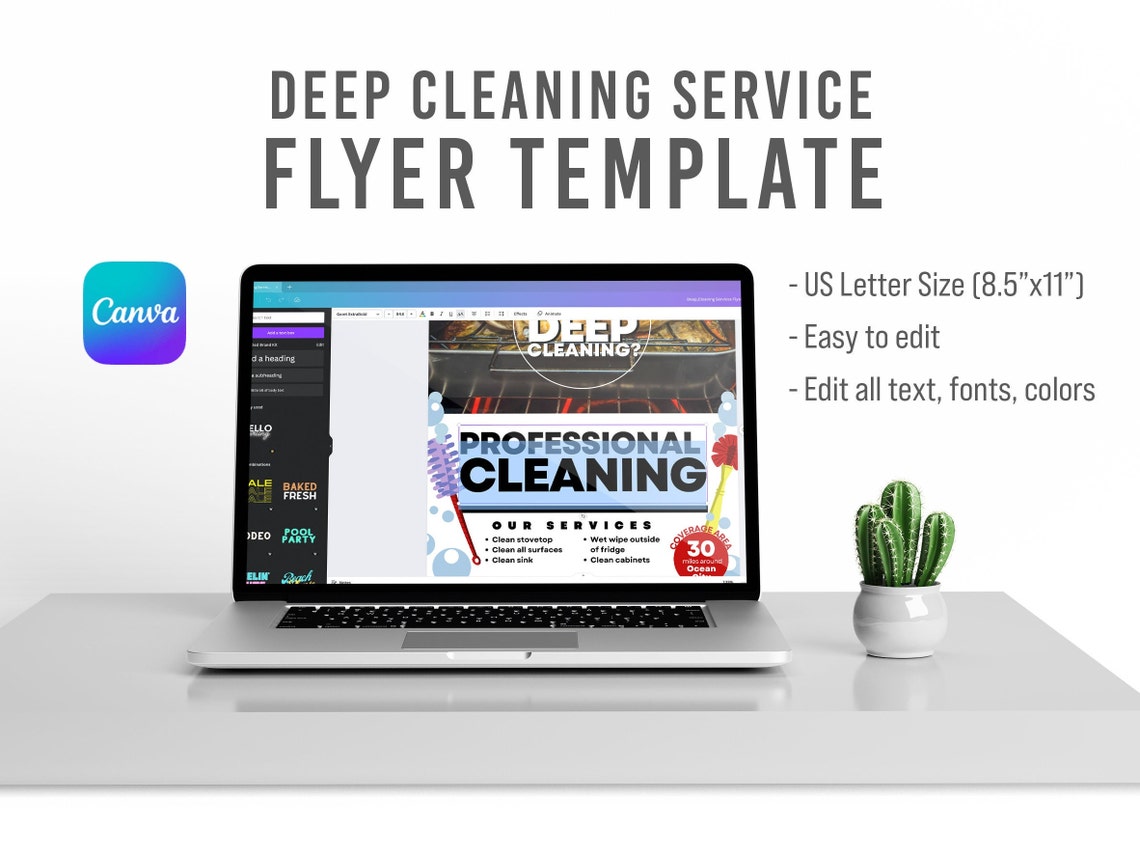 Deep Cleaning Services Flyer Template Canva 8.5 X 11 Inch Clean ...
