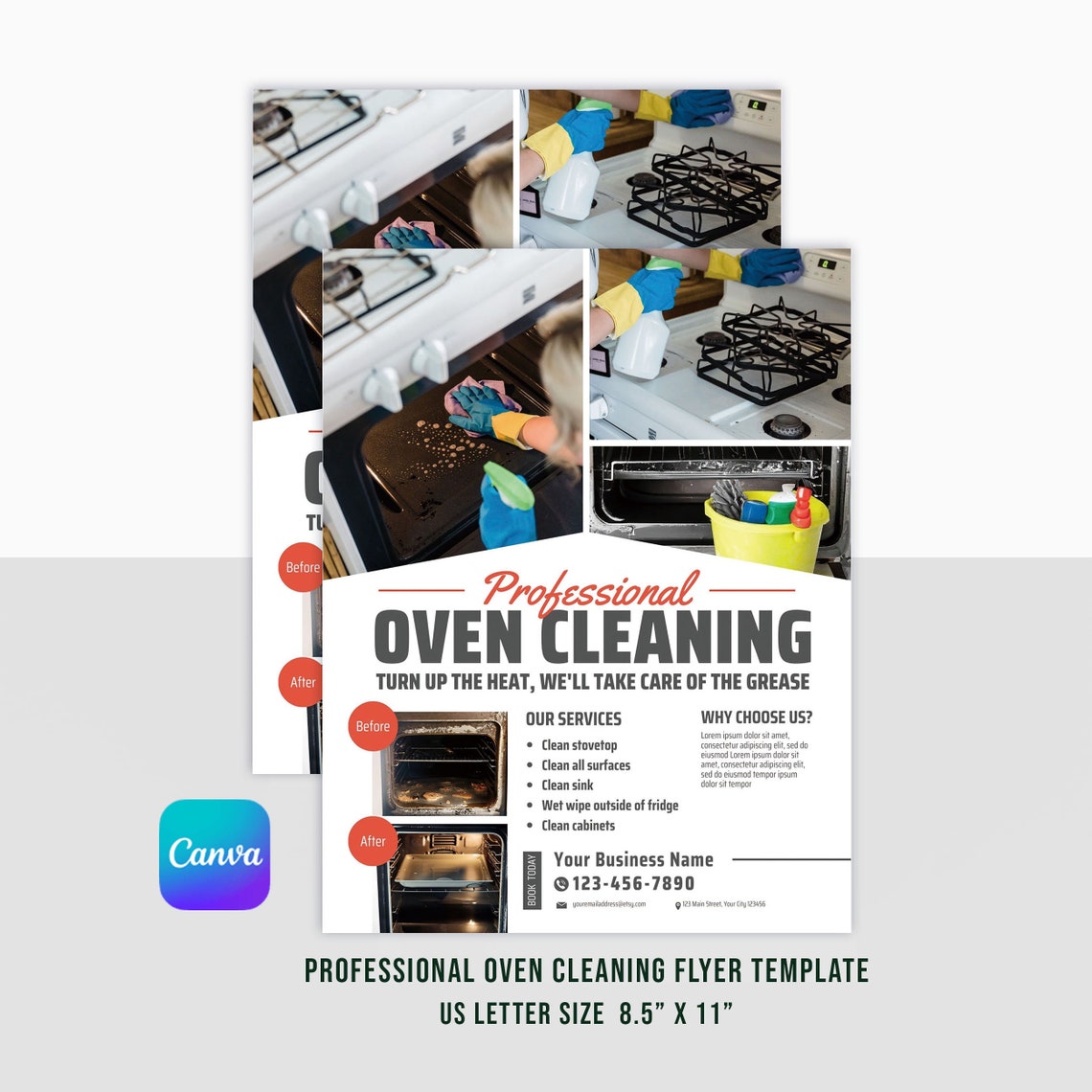 Flyer Kitchen Clean Professional Oven Cleaning Flyer Template | Canva | 8.5 X 11 Inch ...