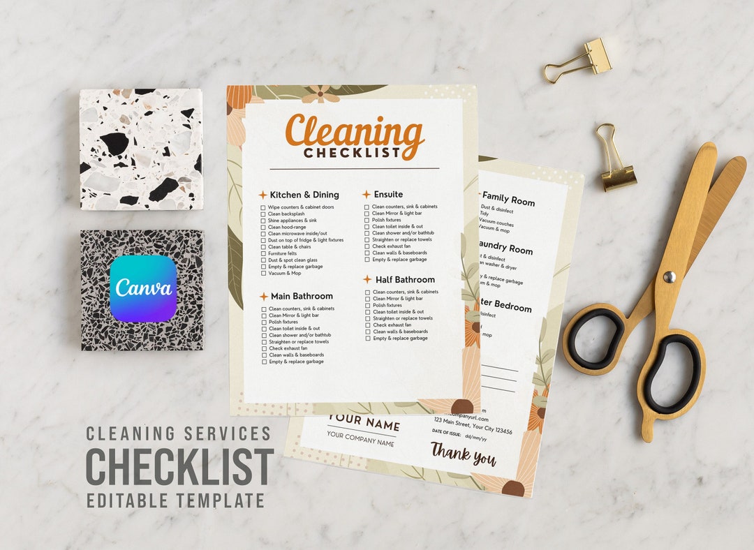 Cleaning Services Checklist Template | Canva | US Letter Size ...