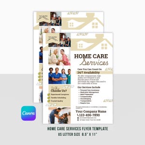 de Flyer de services de soins à domicile | Toile | 8,5 x 11 pouces | Aidant naturel | Aînés | Soins de relève