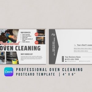 Professionele ovenreiniging ansichtkaartsjabloon | Kanva | 4 "x 6" | Direct downloaden | Schoonmaakbedrijf | Schoon ondernemen | Wenskaart