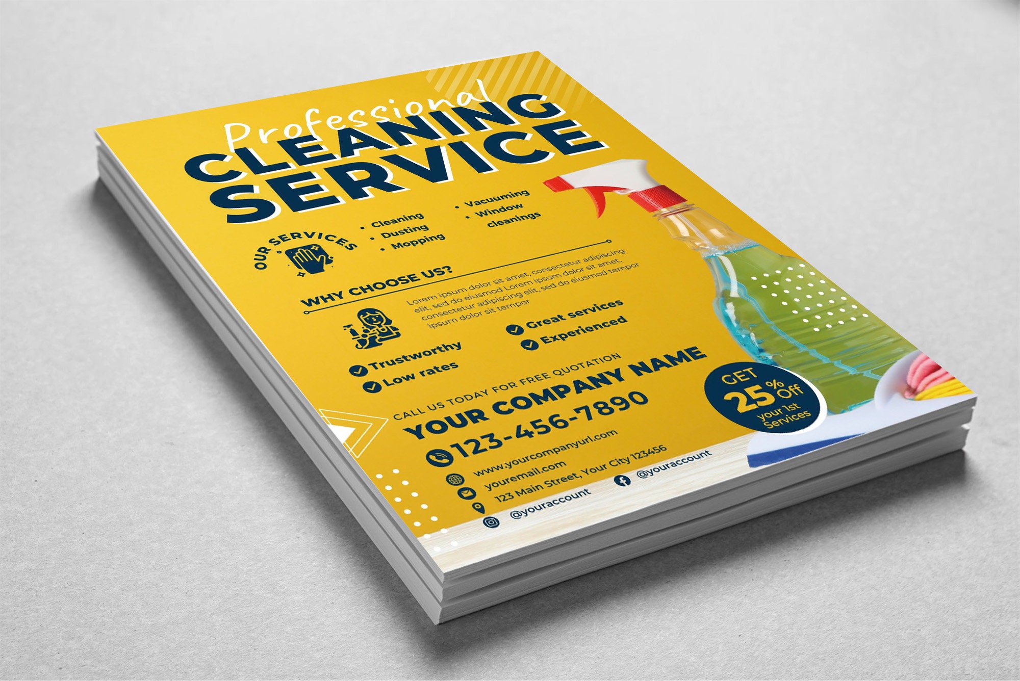Professional Cleaning Service Flyer Template Canva US Etsy