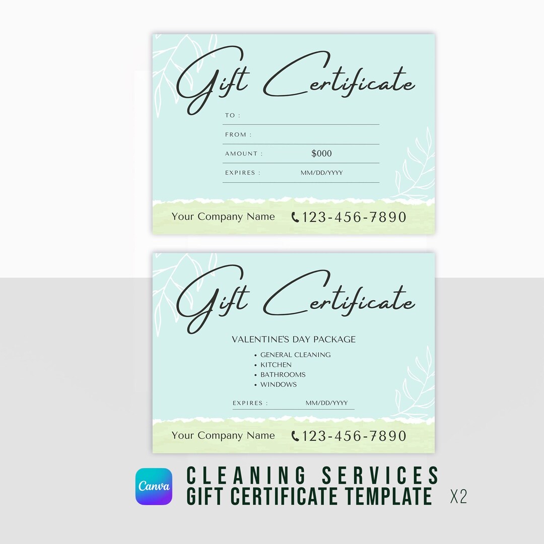Cleaning Services Gift Certificate Template Canva Clean Business