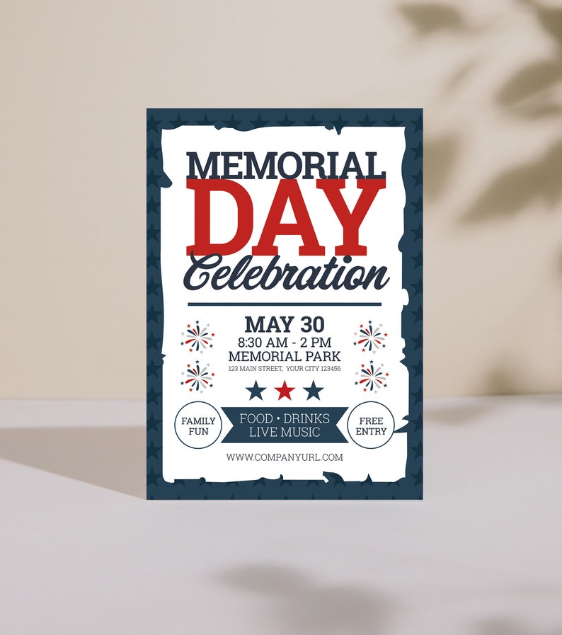 Memorial Day Celebration Printable Flyer | Template | AI & PSD | A4 ...