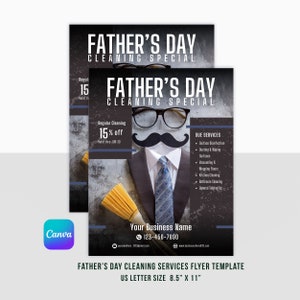 Folleto editable del servicio de limpieza del Día del Padre / Plantilla imprimible de negocios limpios profesionales / Canva / Tamaño de carta de EE. UU. / Descarga instantánea